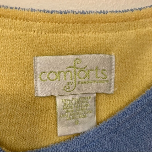 VTG Comforts Terry Cloth Nightgown Size S Pastel Blue Yellow Flower Embroidery - Picture 3 of 5